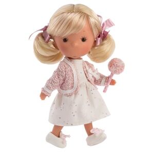 NEW Llorens Spain Miss Minis Lili Queen Soft Vinyl Jointed Doll Blonde Pigtails